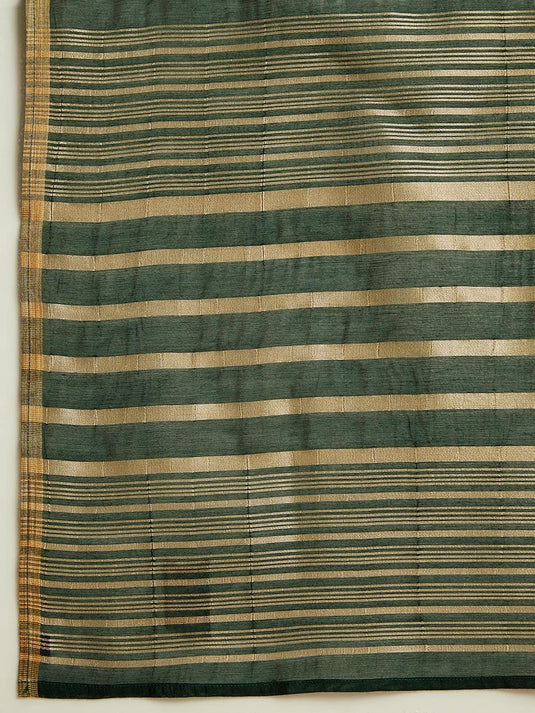 Green Chanderi Silk Woven Anarkali Kurta & Silk Blend Palazzo with Dupatta (Set of 3)