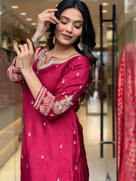 Embellished Kurta with Pant & Dupatta (Set of 3)